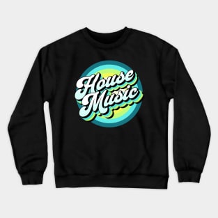 HOUSE MUSIC  - drop shadow target (blue/lime) Crewneck Sweatshirt